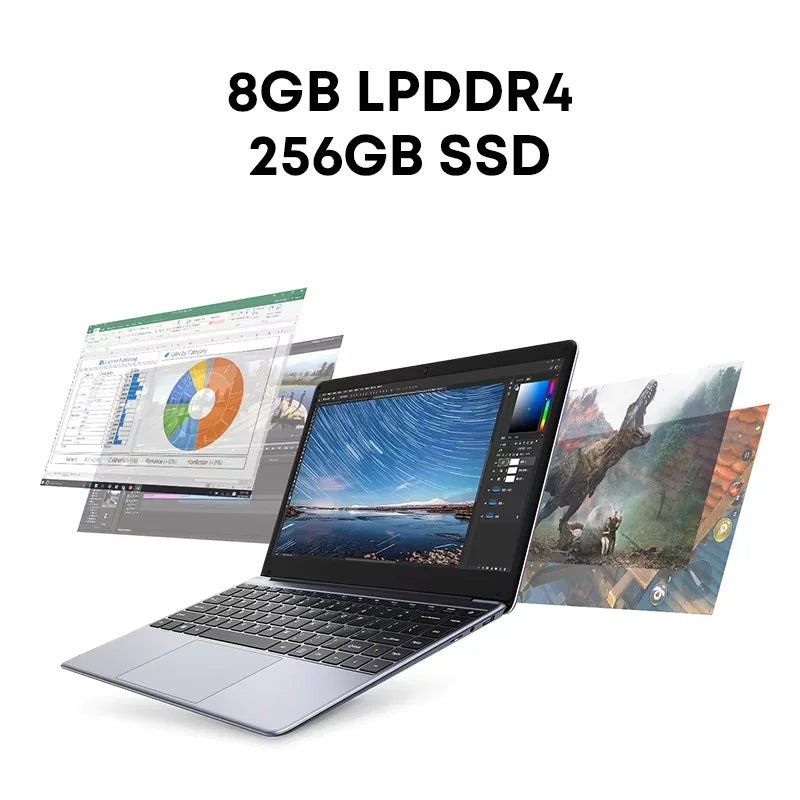CHUWI HeroBook Pro Ordinateur portable Écran FHD 14,1’’ Intel Celeron N4020 Dual Core UHD Graphics 8 Go 256 Go SWindows 11