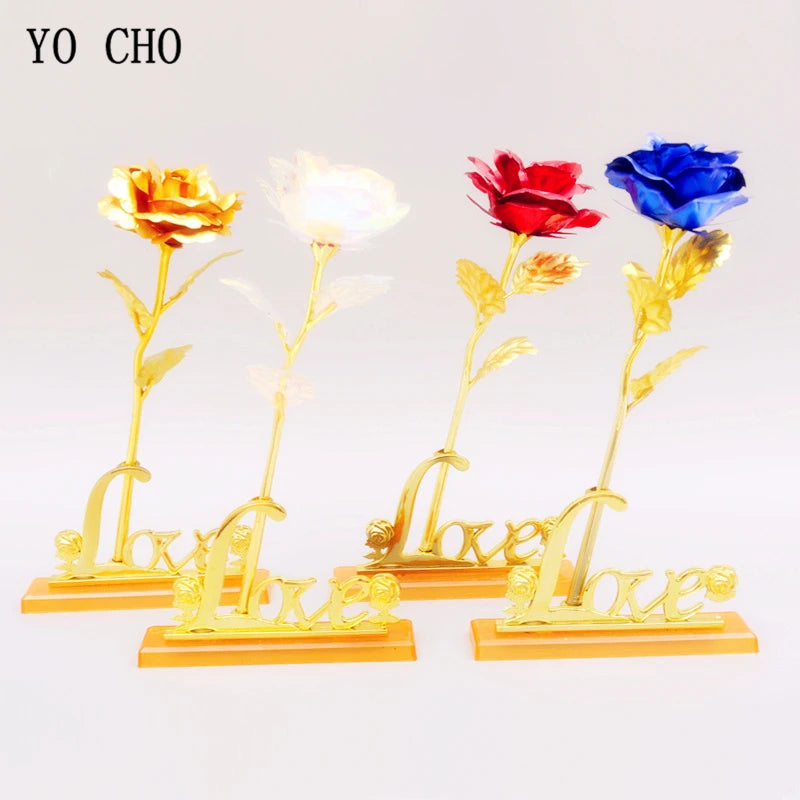 Gold Plated Artificial Rose Flower