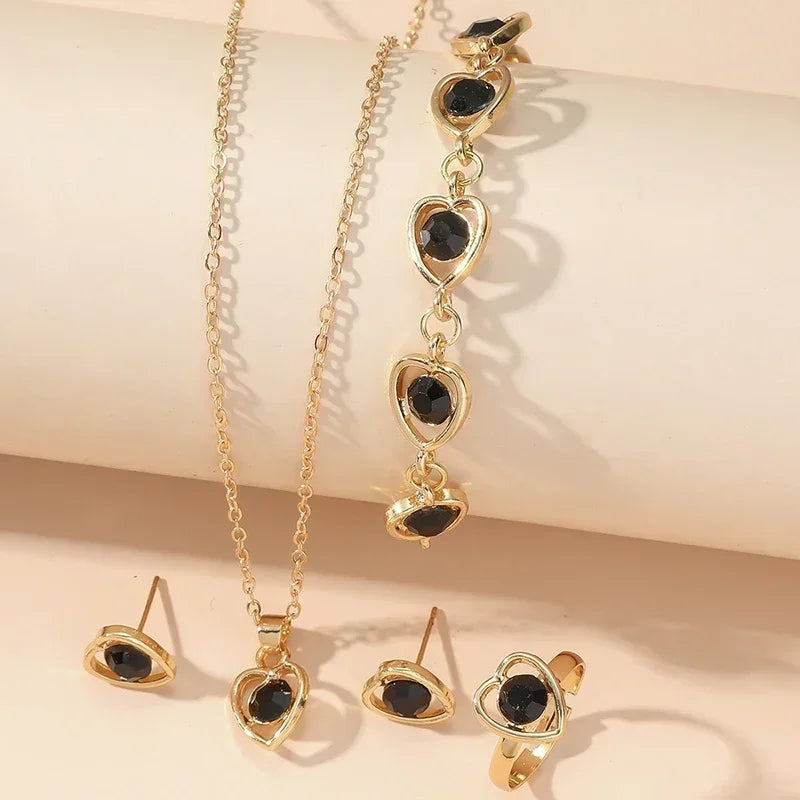 5Pcs Bijoux Ensembles De Collier Bague Boucles D’Oreilles Bracelet Pour Femmes m