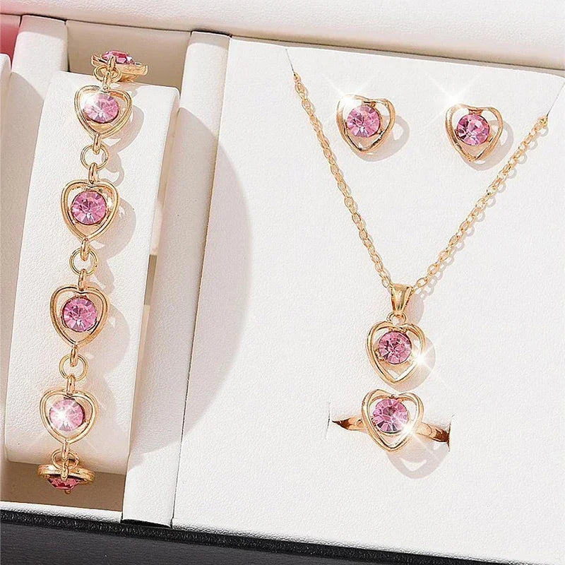 5Pcs Bijoux Ensembles De Collier Bague Boucles D’Oreilles Bracelet Pour Femmes m