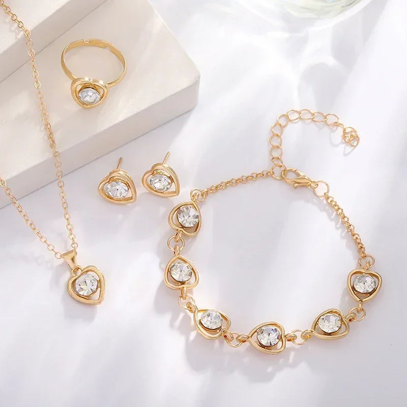 5Pcs Bijoux Ensembles De Collier Bague Boucles D’Oreilles Bracelet Pour Femmes m