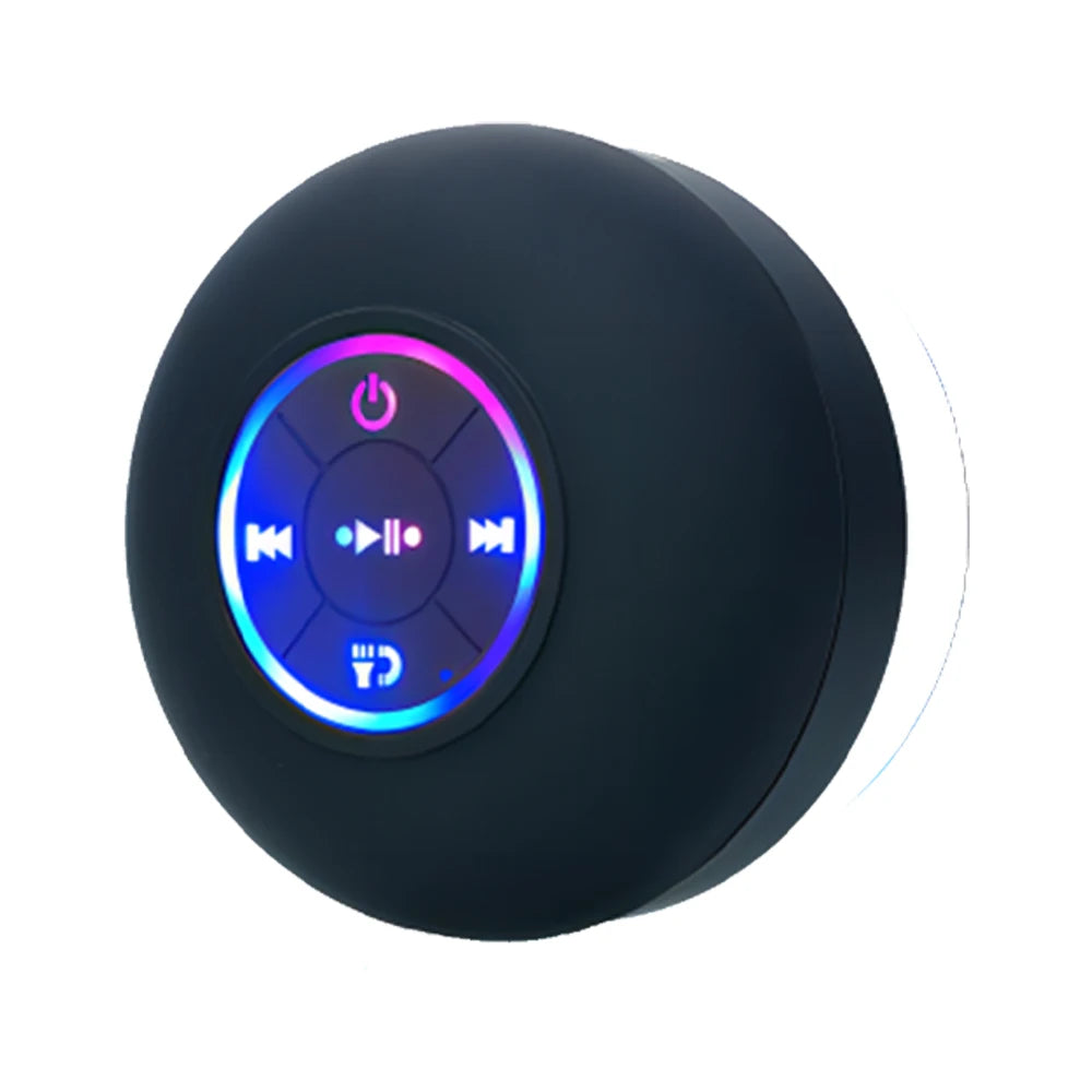 Haut-parleur Bluetooth sans fil portable LED étanche Salle de bain extérieure Grande ventouse