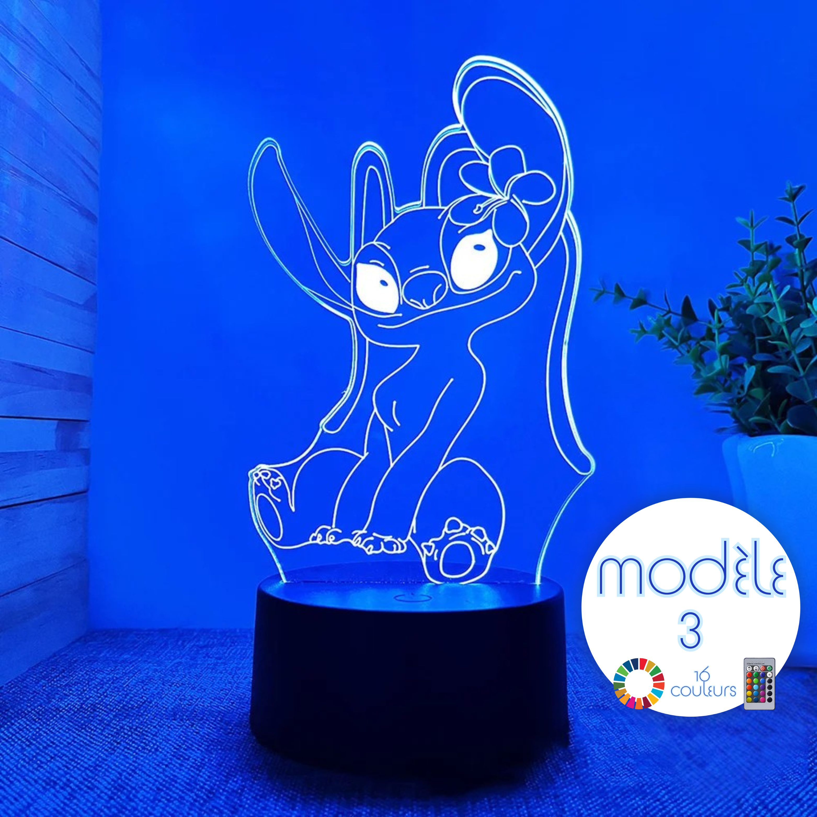 Veilleuse Illusion 3D Stitch - 8 Modèles