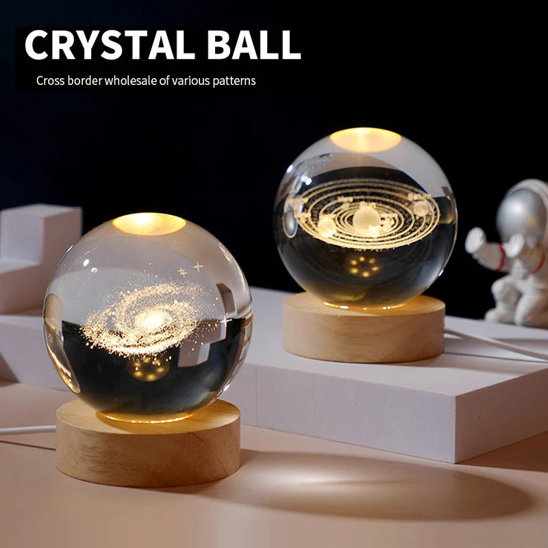 Veilleuse LED Voie Lactée Galaxie Système solaire Boule de cristal