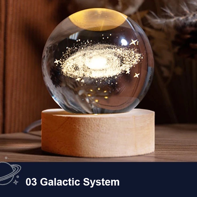 Veilleuse LED Voie Lactée Galaxie Système solaire Boule de cristal