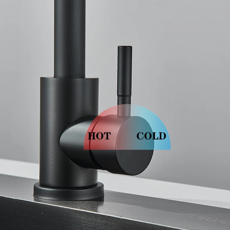 Mitigeur de cuisine mat 360 degrés | Mélangeur chaud et froid Robinet eau Noir Mat