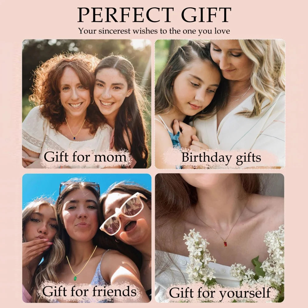 MEDFOLY Collier de pendentif Pierre de naissance plaqué or hypoallergénique zircone cubique