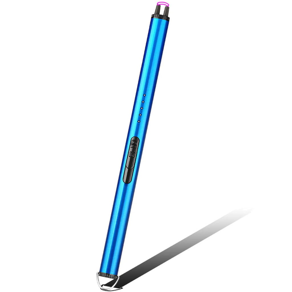 Briquet de cuisine long électrique rechargeable USB pour cuisinière Coupe-vent LED Plasma Arc Bougie sans flamme Cadeau de briquet inhabituel