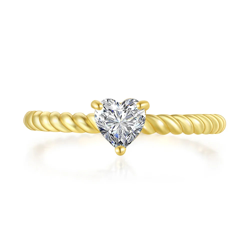 Bijoux Bague Cœur en cristal minimaliste Zircone cubique