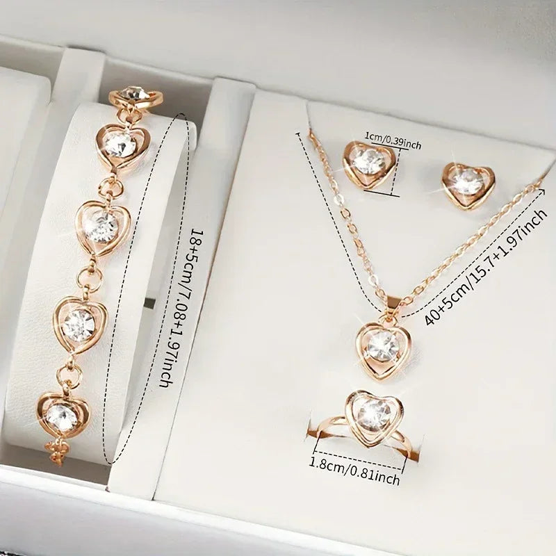 5Pcs Bijoux Ensembles De Collier Bague Boucles D’Oreilles Bracelet Pour Femmes m