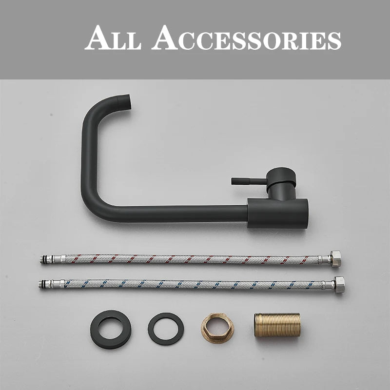 Mitigeur de cuisine mat 360 degrés | Mélangeur chaud et froid Robinet eau Noir Mat