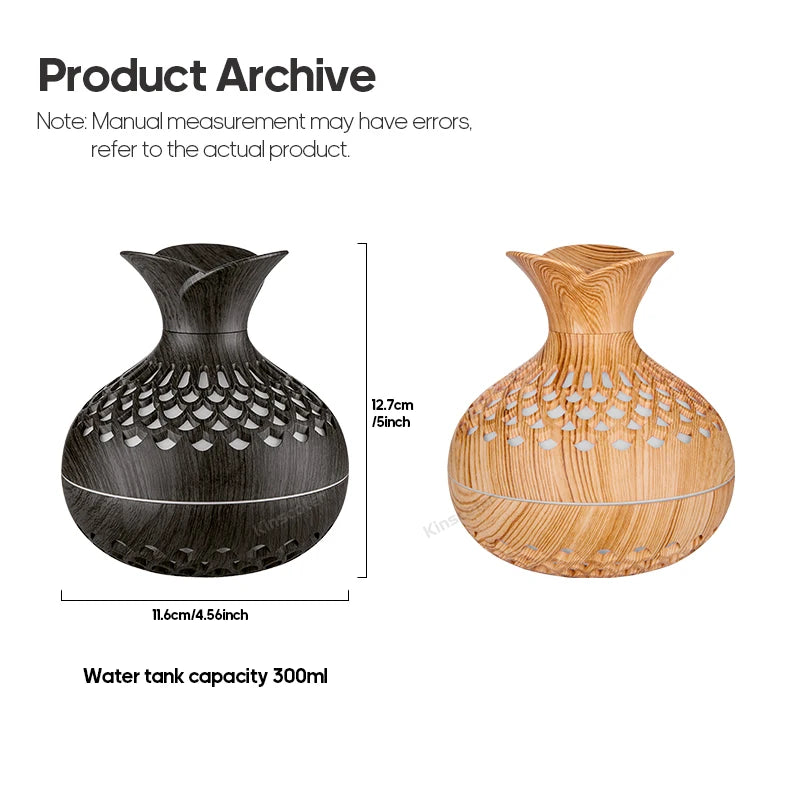 Humidificateur à grain de bois 300ml USB Diffuseur d’arôme