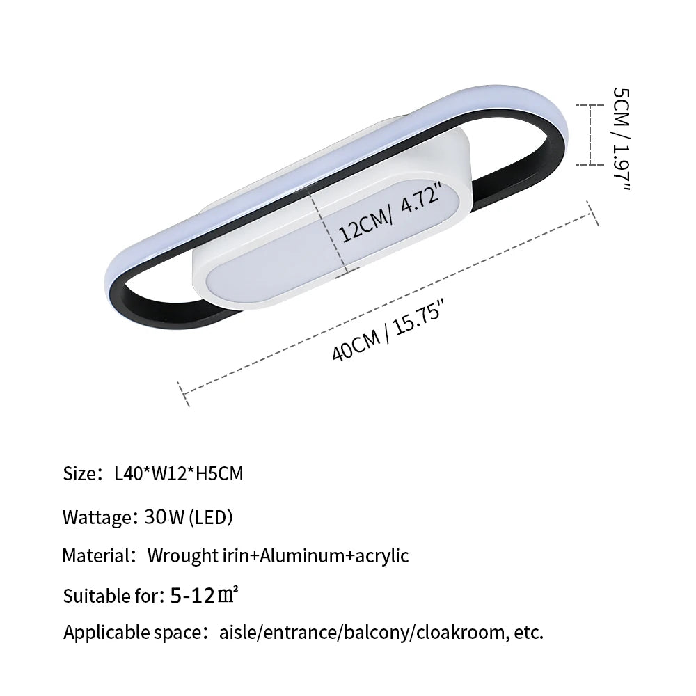 Plafonnier LED Ovale 24W,6500K chambre à coucher, cuisine, salon