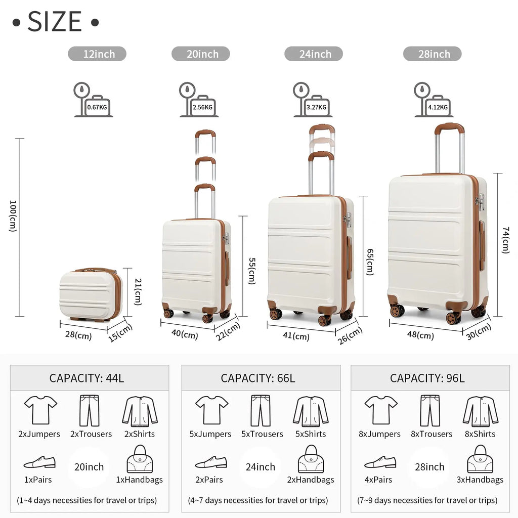 Ensemble de Valise rigide | 4 pièces, léger et solide