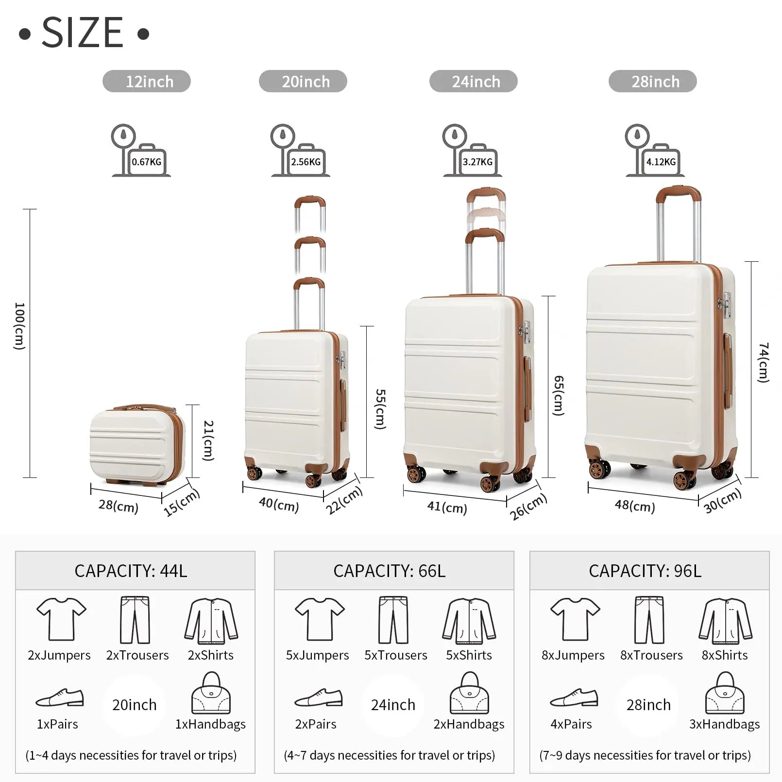 Ensemble de Valise rigide | 4 pièces, léger et solide