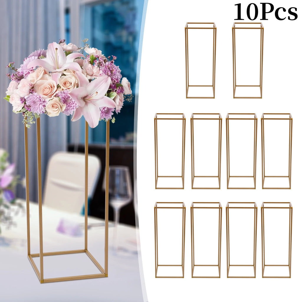 10Pcs Colonnes en Métal Doré | 80 cm Présentoir bouquet Décoration Mariage Fête Anniversaire Évenements
