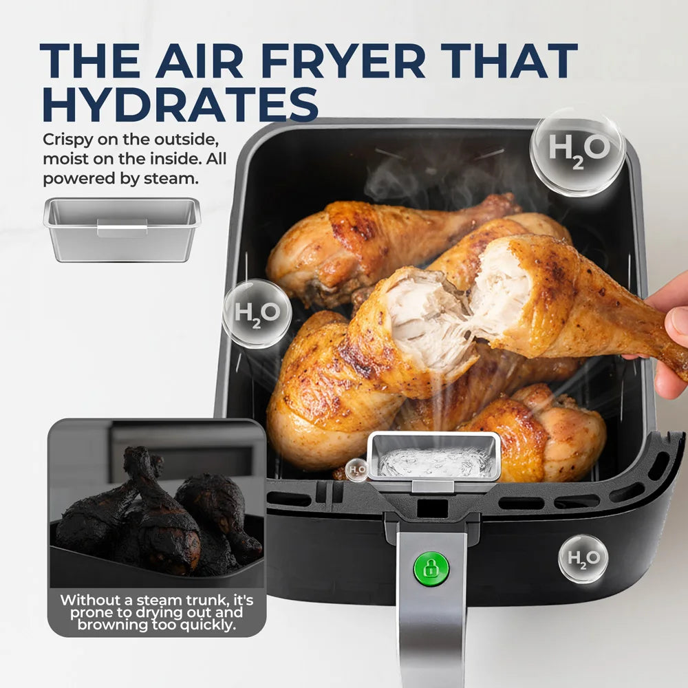 5L Air Fryer,Friteuse électrique Four Cuiseur sans huile avec commande tactile et panier antiadhésif et fenêtre visible, taille familiale