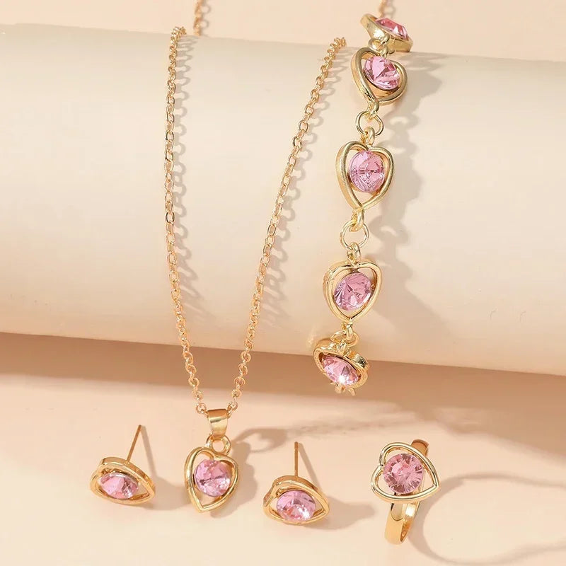 5Pcs Bijoux Ensembles De Collier Bague Boucles D’Oreilles Bracelet Pour Femmes m