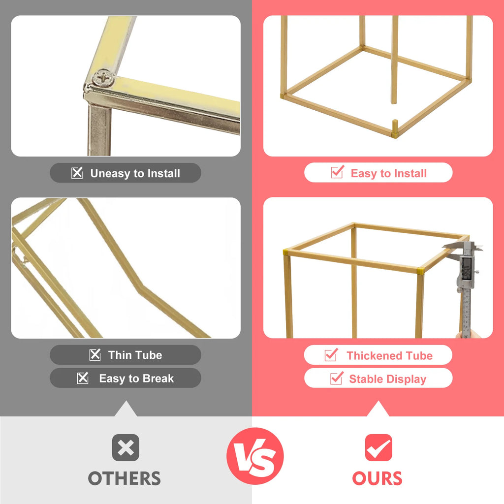 10Pcs Colonnes en Métal Doré | 80 cm Présentoir bouquet Décoration Mariage Fête Anniversaire Évenements