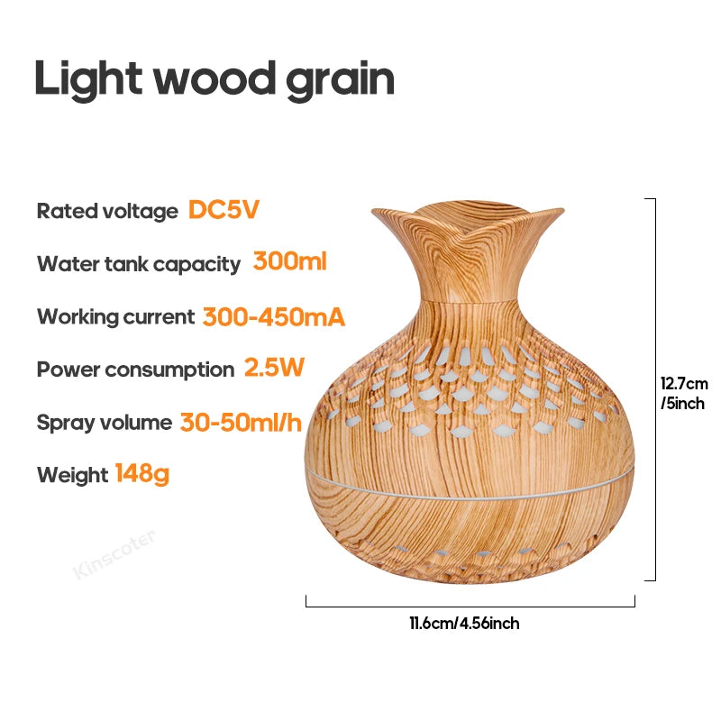 Humidificateur à grain de bois 300ml USB Diffuseur d’arôme