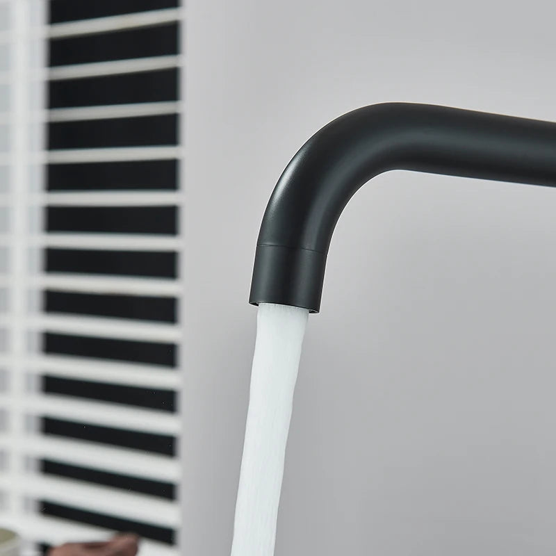 Mitigeur de cuisine mat 360 degrés | Mélangeur chaud et froid Robinet eau Noir Mat
