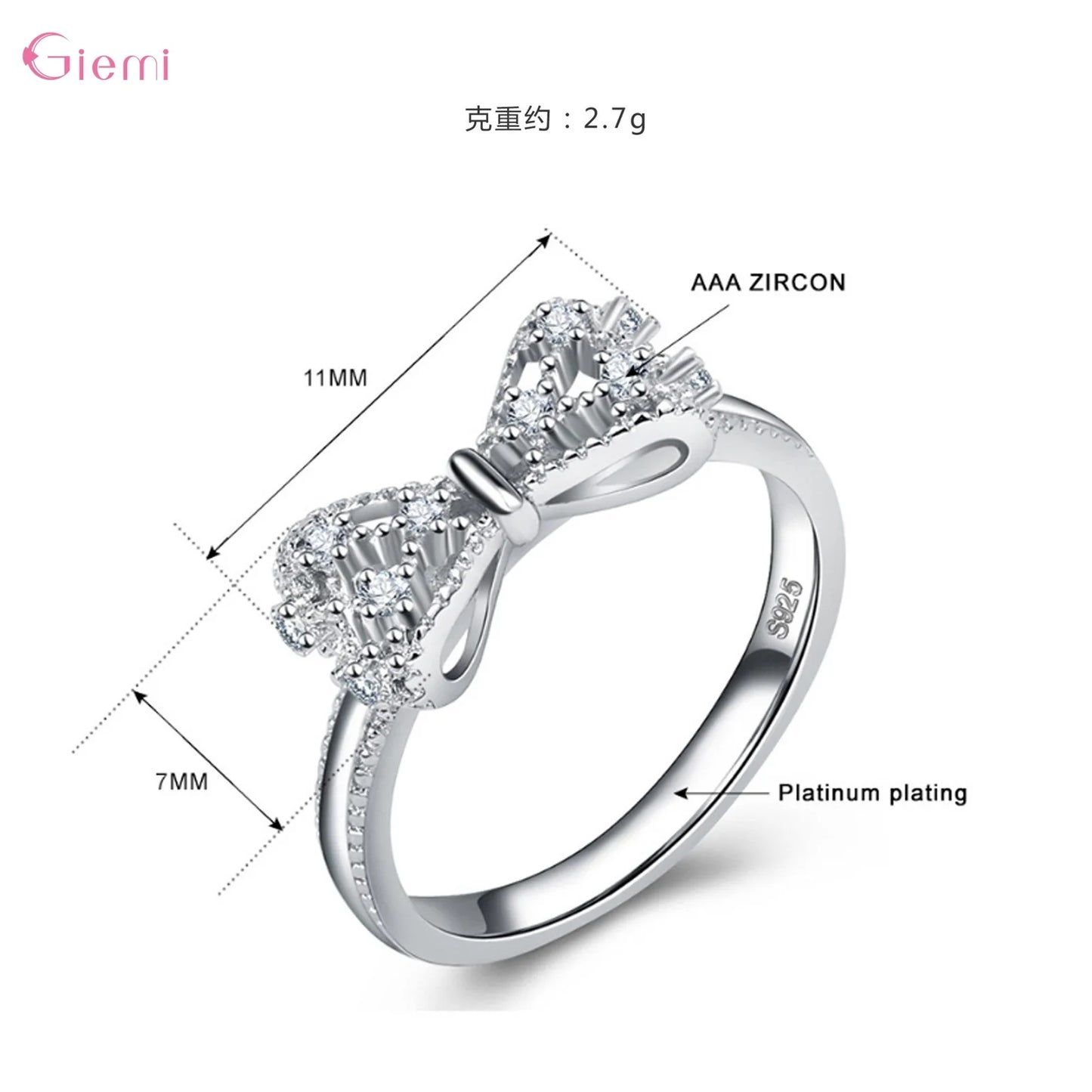 Bijoux Bague Nœud papillon Argent