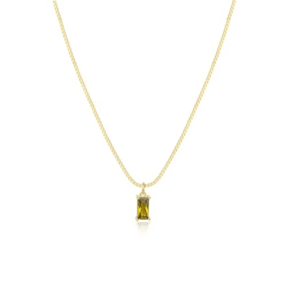 MEDFOLY Collier de pendentif Pierre de naissance plaqué or hypoallergénique zircone cubique