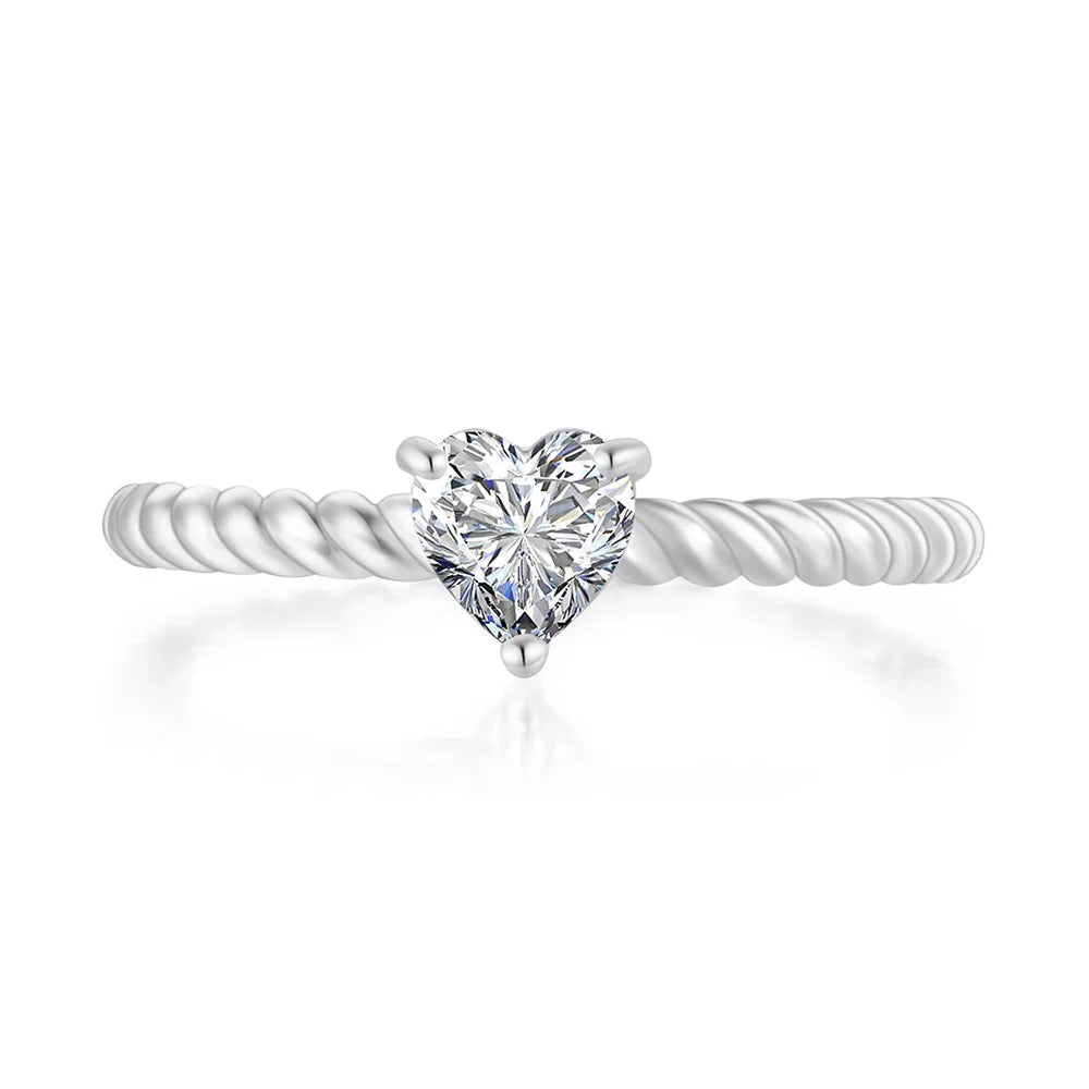 Bijoux Bague Cœur en cristal minimaliste Zircone cubique