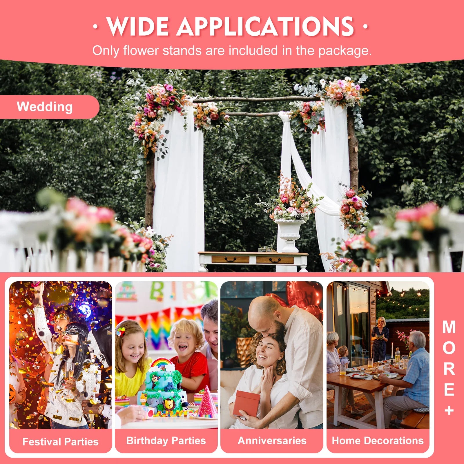 10Pcs Colonnes en Métal Doré | 80 cm Présentoir bouquet Décoration Mariage Fête Anniversaire Évenements