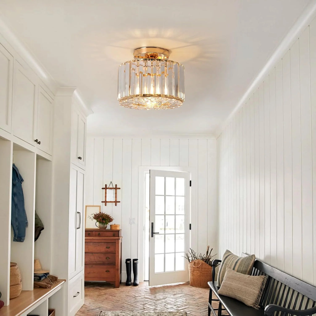 Plafonnier en cristal doré, tête de lampe E27 sans plafonnier de source lumineuse, plafonnier en cristal de style de luxe moderne