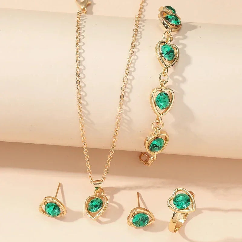 5Pcs Bijoux Ensembles De Collier Bague Boucles D’Oreilles Bracelet Pour Femmes m