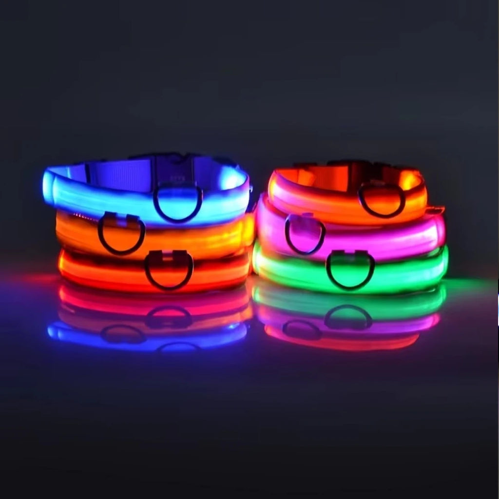 Reflective LED Dog Collar for Night Flashing Glow In The Dark Dog Leash Dogs Luminous Fluorescent Pet Dog Collar Pet Products