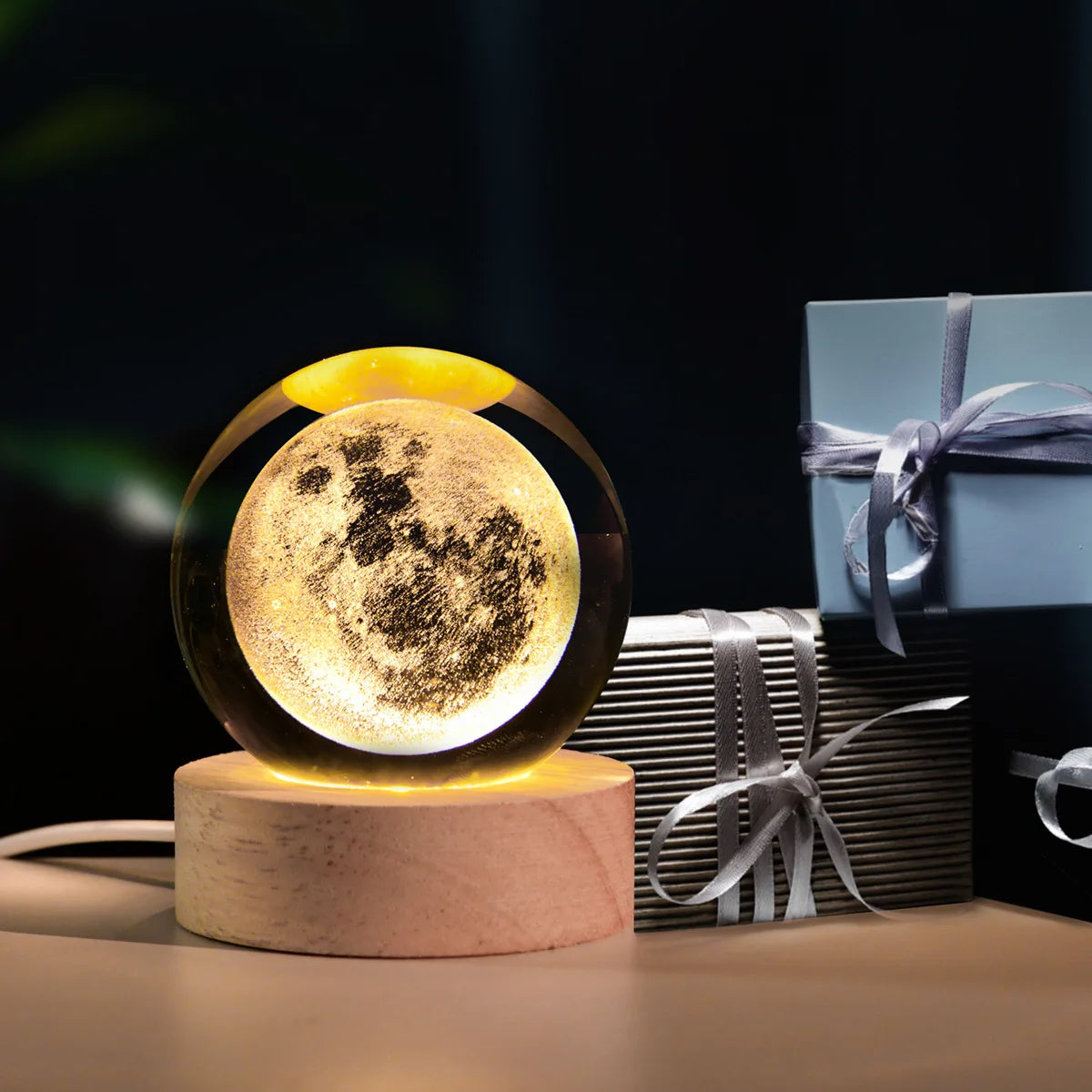 Veilleuse LED Voie Lactée Galaxie Système solaire Boule de cristal