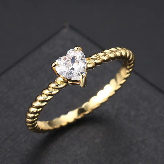 Bijoux Bague Cœur en cristal minimaliste Zircone cubique