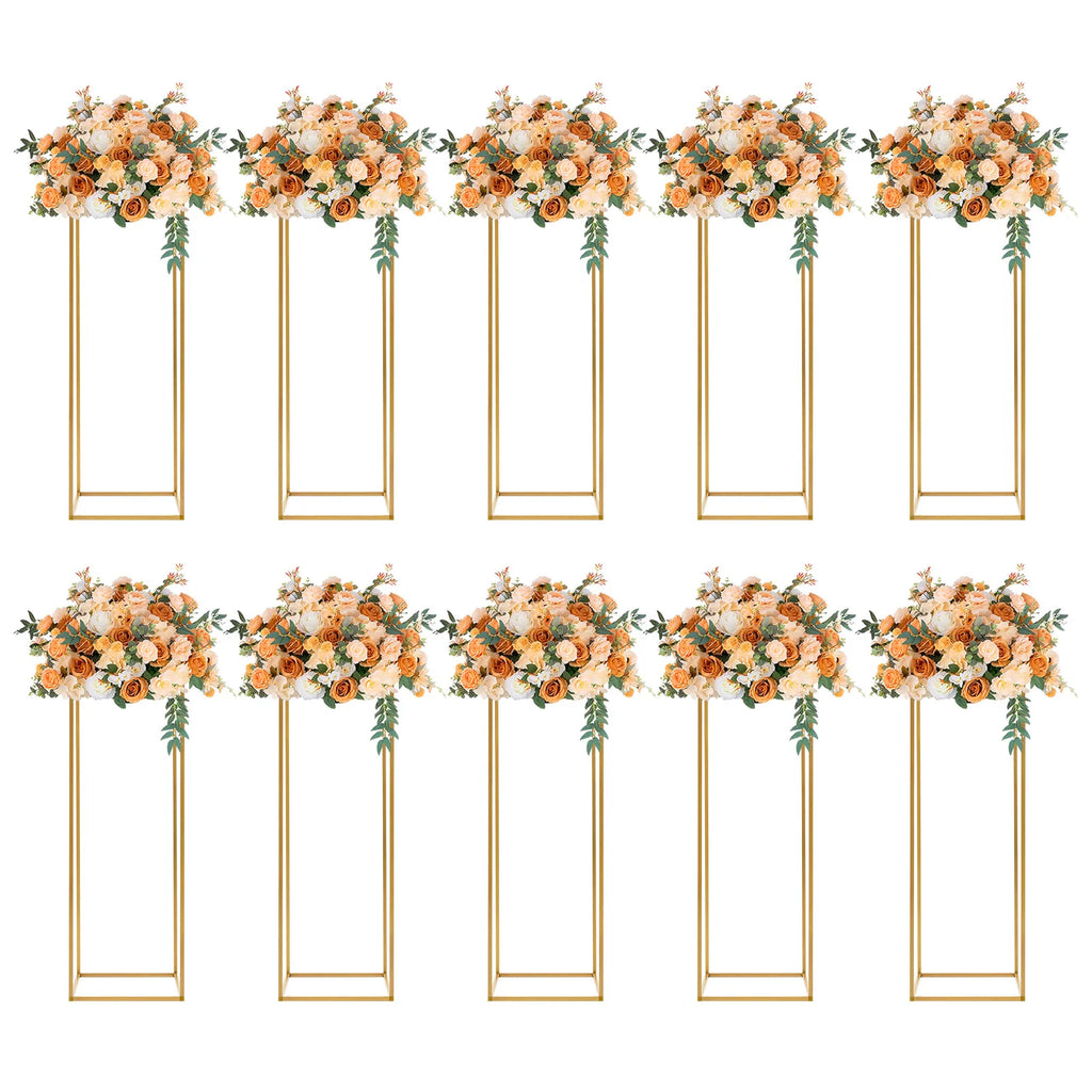 10Pcs Colonnes en Métal Doré | 80 cm Présentoir bouquet Décoration Mariage Fête Anniversaire Évenements