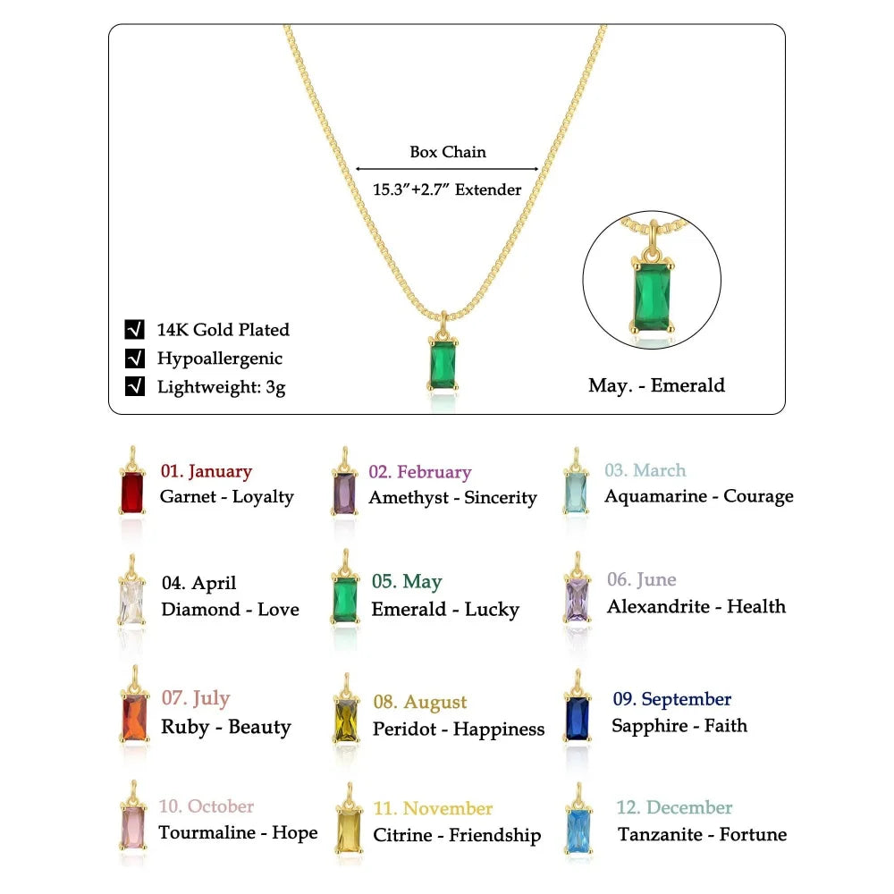 MEDFOLY Collier de pendentif Pierre de naissance plaqué or hypoallergénique zircone cubique