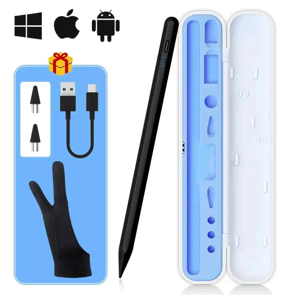 Stylet Universel | Smartphone, Tablette, Ordinateur iOS Android Windows avec Étui de transport | Absorption magnétique Charge rapide