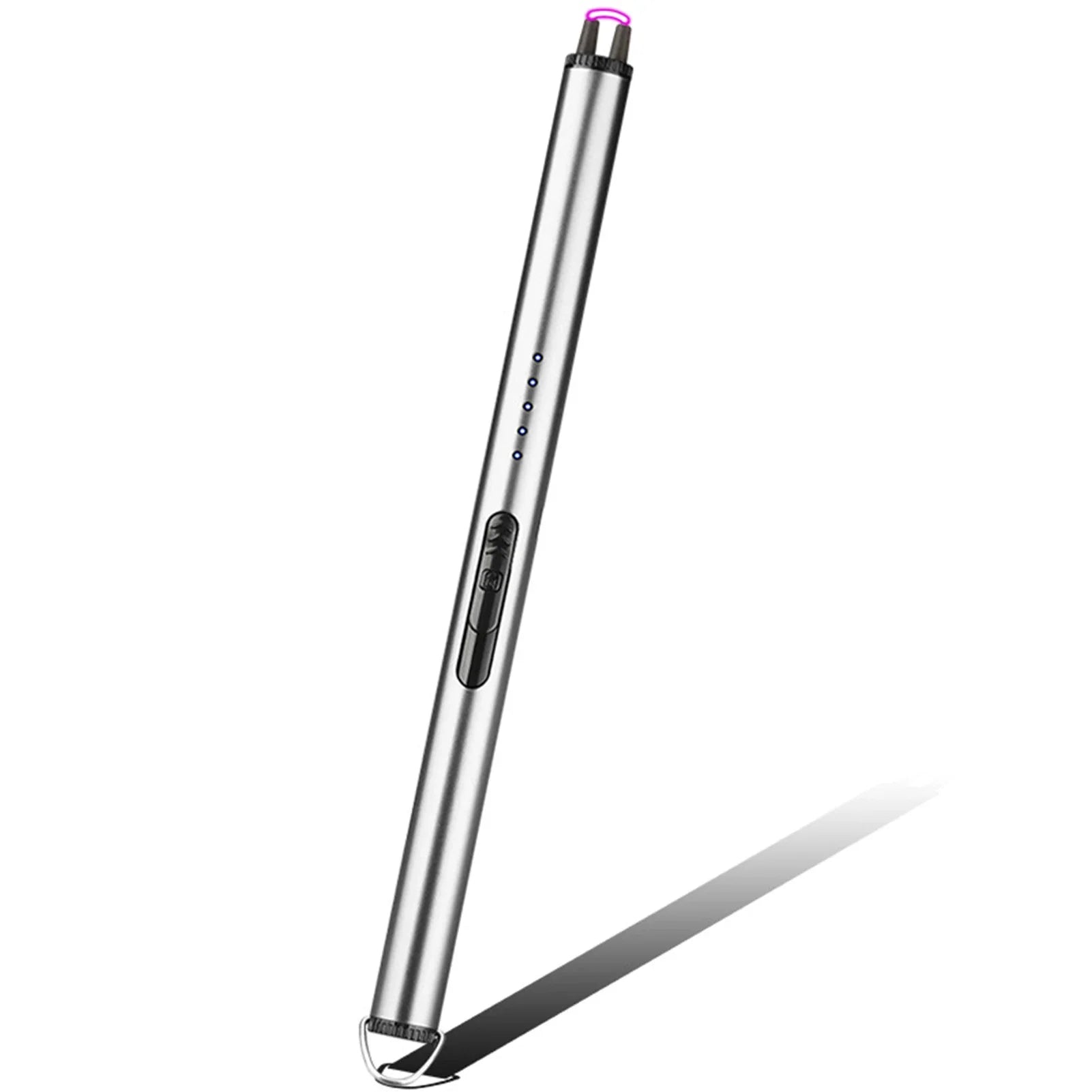 Briquet de cuisine long électrique rechargeable USB pour cuisinière Coupe-vent LED Plasma Arc Bougie sans flamme Cadeau de briquet inhabituel