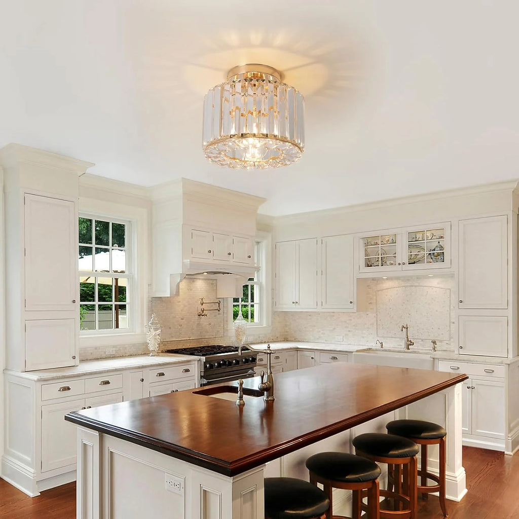 Plafonnier en cristal doré, tête de lampe E27 sans plafonnier de source lumineuse, plafonnier en cristal de style de luxe moderne