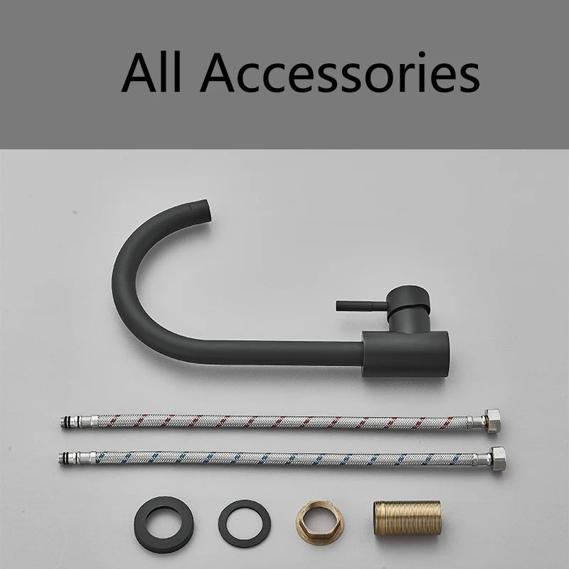 Mitigeur de cuisine mat 360 degrés | Mélangeur chaud et froid Robinet eau Noir Mat