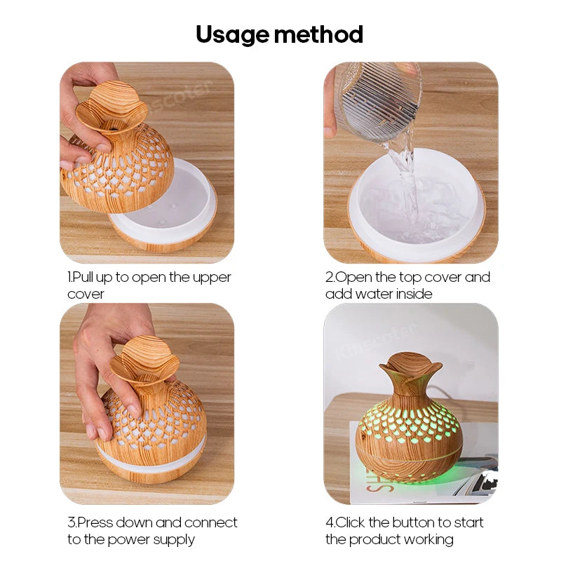 Humidificateur à grain de bois 300ml USB Diffuseur d’arôme